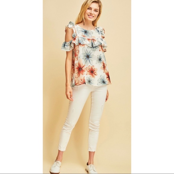 Floral Cold Shoulder Top - Picture 5 of 10